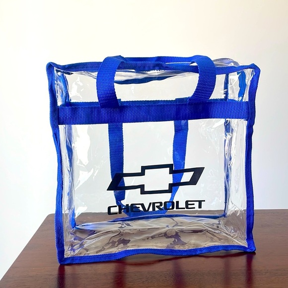 Chevy bag bow tie Stadium approved clear Blue logo tote bag New - Picture 1 of 6